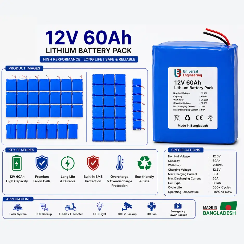 12V 60Ah Lithium Battery Price in Bangladesh - Image 2